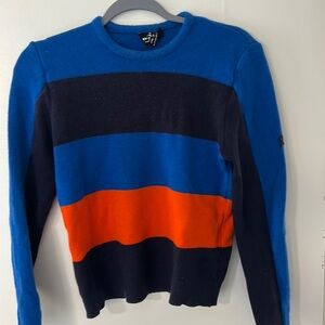 100% wool crewneck sweater colorblock